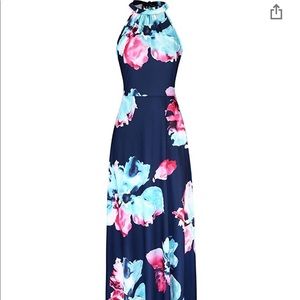 NWT Navy and Pink Floral Maxi Dress